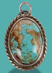 TURQUOISE SOUTHWEST-STYLE STERLING SILVER PENDANT