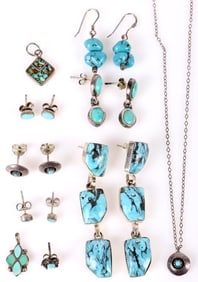 TURQUOISE STERLING LADIES JEWELRY LOT