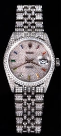 ROLEX MENS DATEJUST ICED OUT DIAMOND RAINBOW WATCH
