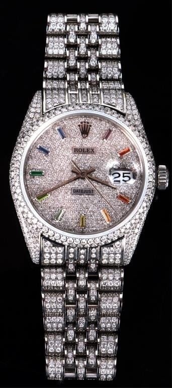 ROLEX MENS DATEJUST ICED OUT DIAMOND RAINBOW WATCH (1 of 7)