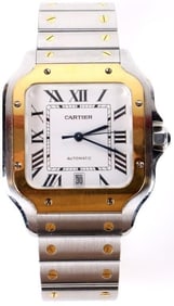 CARTIER DE SANTOS 18K GOLD & SS MEN'S WRISTWATCH