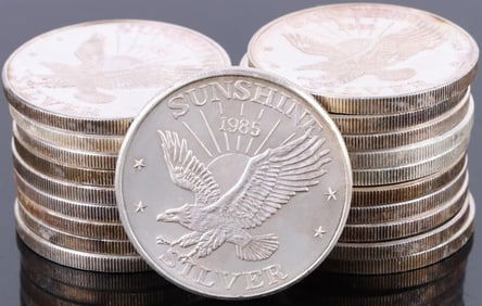 ROLL OF 20 FINE SILVER SUNSHINE 1 TROY OZ ROUNDS