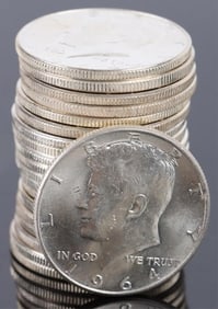 SILVER 1964 KENNEDY HALF DOLLARS BRILLIANT UC - 20