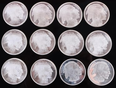 .999 FINE SILVER 1 OZT MINT BUFFALO ROUNDS - (12)