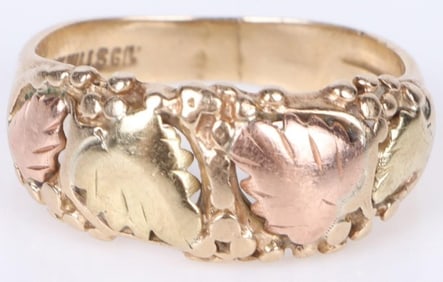 10K YELLOW GOLD RING WITH ROSE GOLD ACCENT