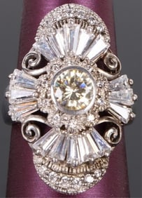 ANTIQUE EXPERT CUT-GLASS STERLING SILVER RING