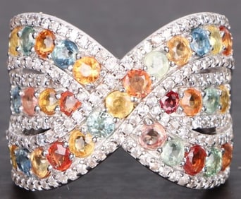 RAINBOW TOPAZ STERLING SILVER LADIES RING