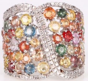 RAINBOW TOPAZ STERLING SILVER LADIES RING