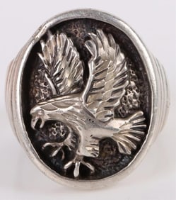 HEAVY OTTO STERLING SILVER EAGLE MEN'S RING