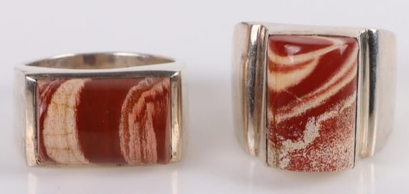 WHITE LACE JASPER STERLING SILVER MEN'S RINGS