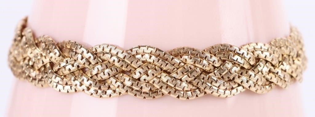 14K GOLD VINTAGE EUROPEAN CROSS-LINK BRACELET (1 of 5)