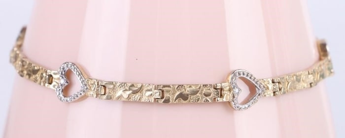18K YELLOW & WHITE GOLD HEART LADIES BRACELET