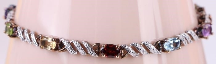 ASSORTED GEMSTONE STERLING SILVER BRACELET