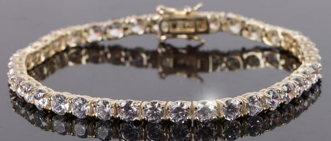 9.75CTW CUBIC ZIRCONIUM STERLING SILVER BRACELET