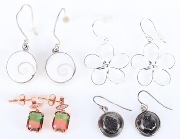 STERLING SILVER LADIES EARRINGS LOT OF 4