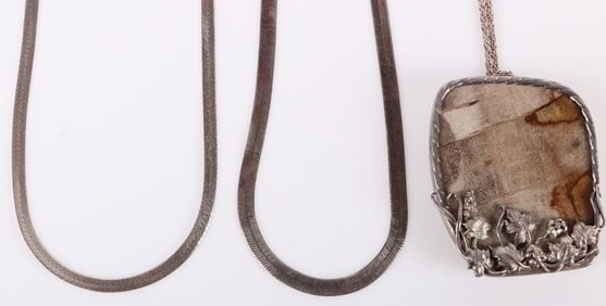 STERLING SILVER LADIES NECKLACES LOT OF 3