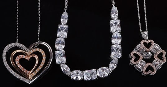 STERLING SILVER CZ NECKLACES LOT OF 3