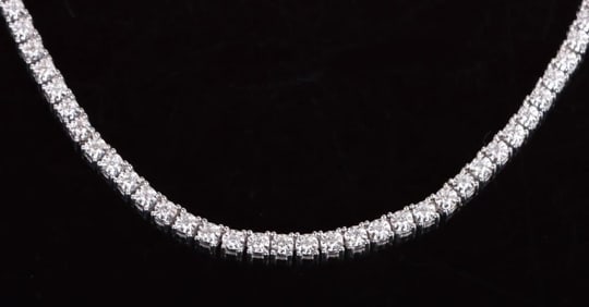 10K WHITE GOLD MOISSANITE LADIES NECKLACE- 15CTW