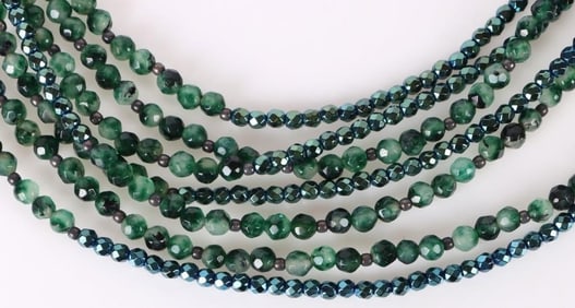 INTINI JADE NECKLACE W/ STERLING SILVER HARDWARE