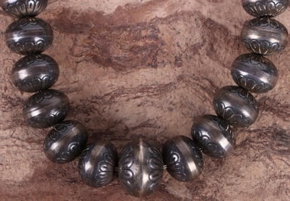 ANTIQUE STERLING SILVER BEADED SOUTHWEST NECKLACE