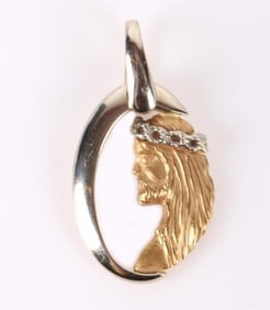 18K YELLOW & WHITE GOLD JESUS PENDANT