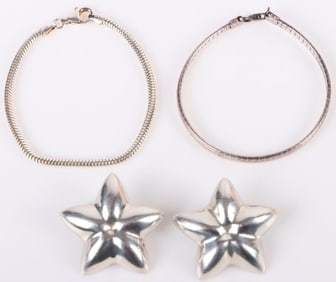 STERLING SILVER LADIES BRACELET & EARRINGS