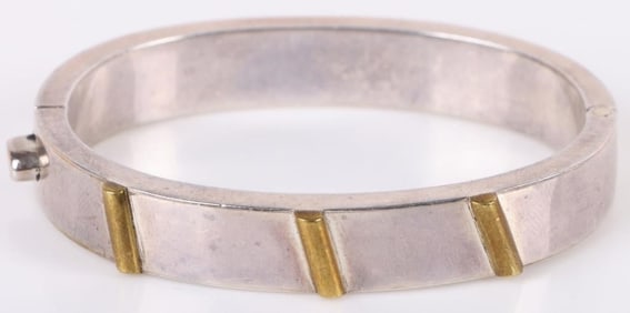 VINTAGE STERLING TAXCO HINGED BANGLE BRACELET