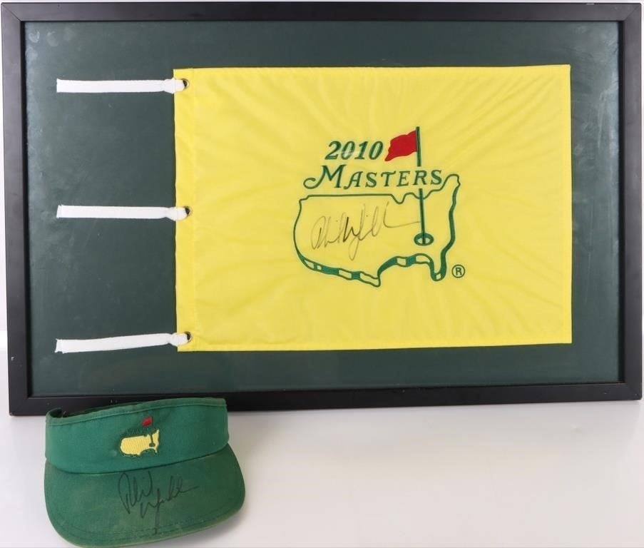 MASTERS 2010 PHIL MICKELSON HAT & FLAG SIGNED (1 of 5)