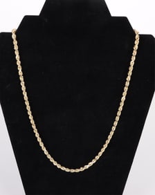 22" SOLID 14K YELLOW GOLD MEN'S ROPE NECKLACE