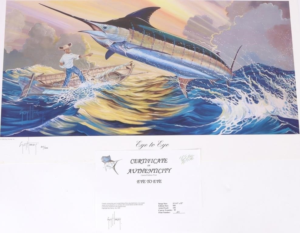 GUY HARVEY 'EYE TO EYE' SIGNED LMTD PRINT W/ COA (1 of 6)