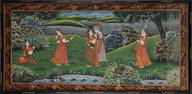 46 X 22'RADHA KRISHNA LOVE INDIAN PAINTING ON SILK