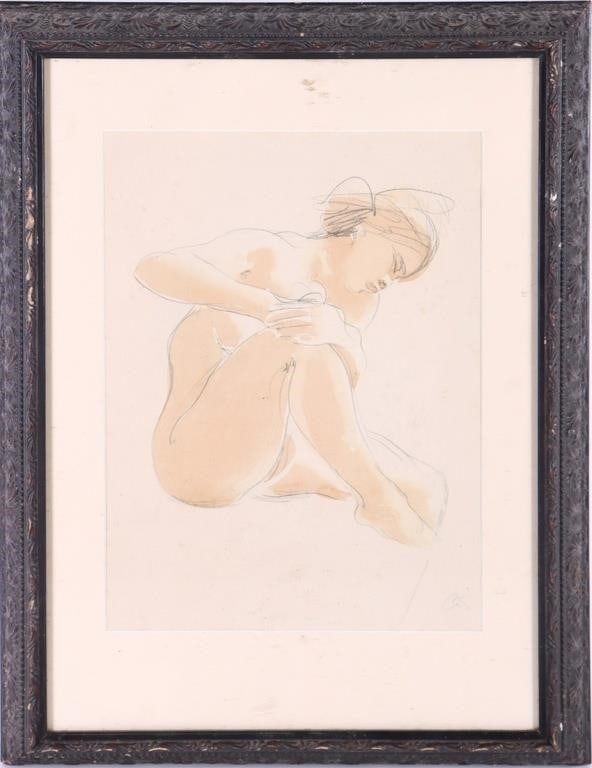 GEORG KOLBE 'MOTION STUDY' FRAMED PRINT: Georg Kolbe (1877-1947, German) "Motion Study" framed print. He was the leading German figure sculptor of his generation, in a vigorous, modern, simplified classical style similar to Aristide Maillol