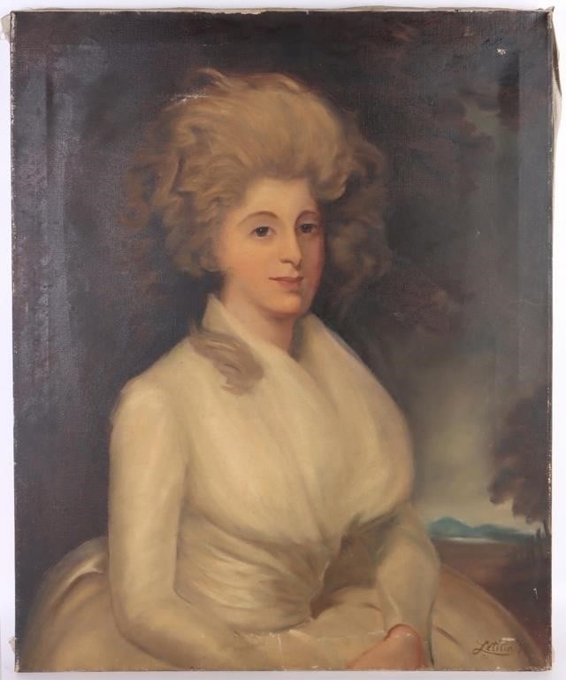 AFTER GILBERT STUART ORIGINAL ACRYLIC PAINTING: After Gilbert Stuart (1755-1828, American) original acrylic painting. This painting was created after the time of Stuart signed "Letina '71". His best-known work is an unfinished portrait of George Wa