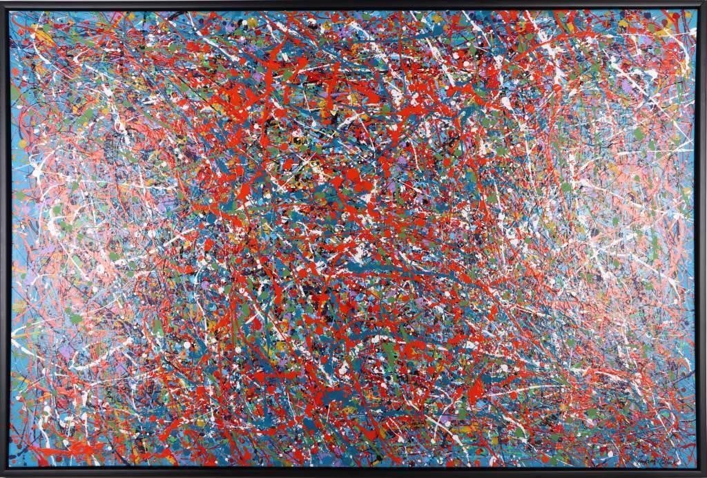J. POLLOCK OIL ABSTRACT SPLATTER PAINTING AFTER (1 of 4)