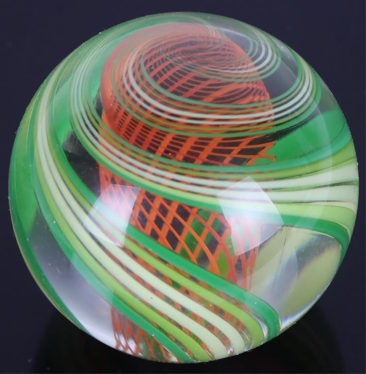 MARK MATTHEWS SIGNED VNTG ART GLASS MARBLE 1.5' (1 of 7)