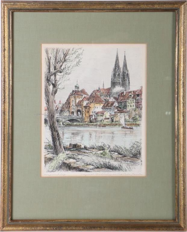 PAUL GEISSLER COLORED ETCHING CATHEDRAL PRINT (1 of 5)