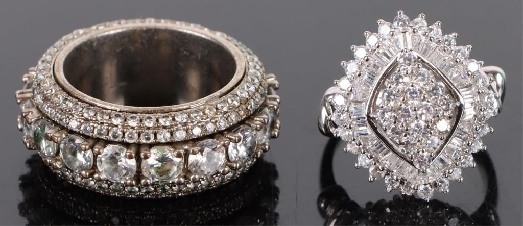 STERLING SILVER CUBIC ZIRCONIA RINGS LOT OF 2 (1 of 4)