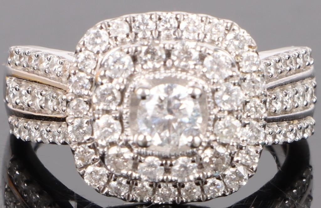 1.25CTW ROUND CUT DOUBLE HALO DIAMOND RING (1 of 4)