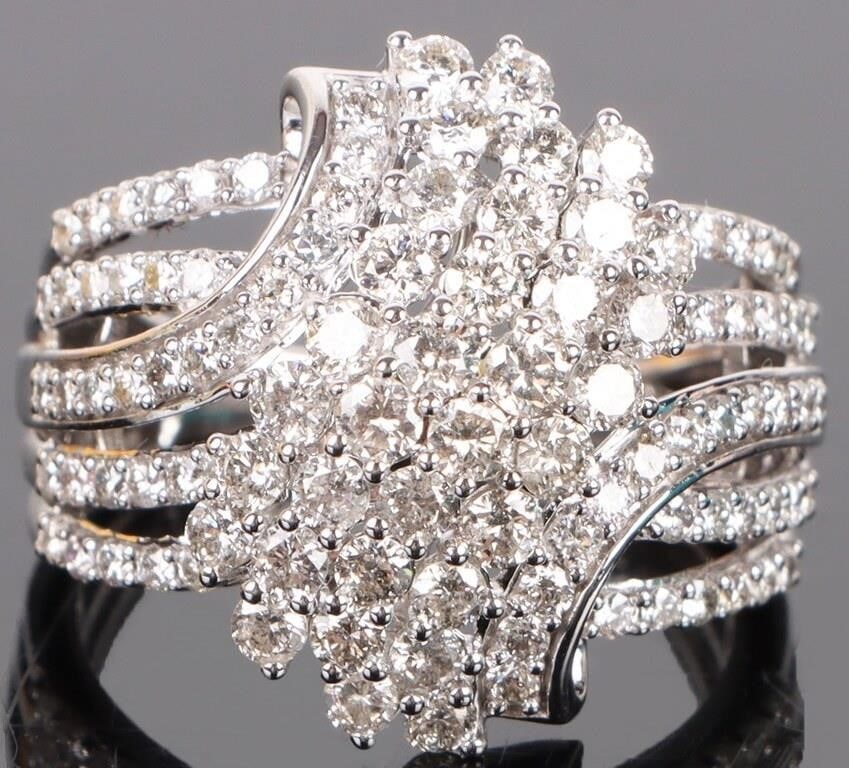 3.15CTW DIAMOND WATERFALL RING IN 10K WHITE GOLD (1 of 4)