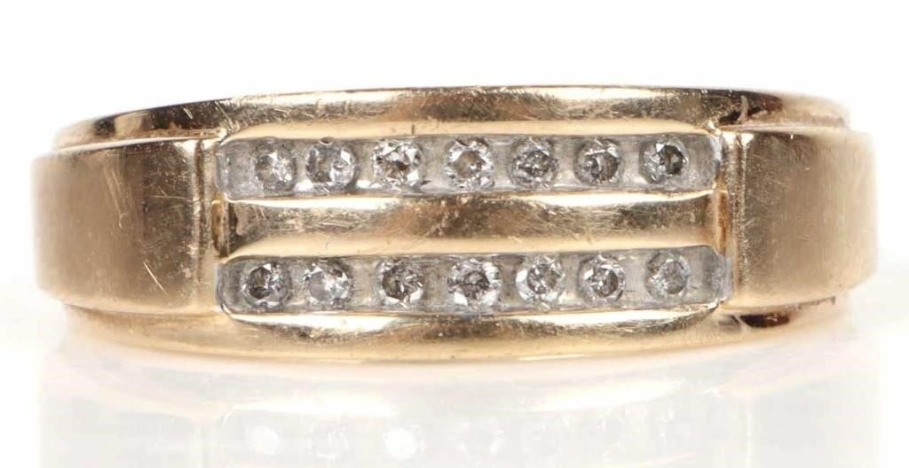 10K YELLOW GOLD DIAMOND UNISEX RING (1 of 4)