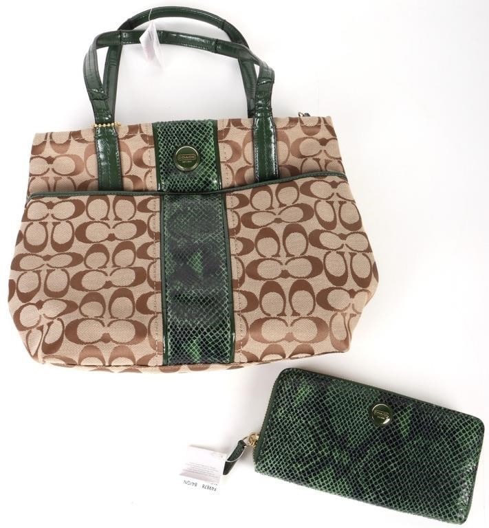 COACH SIGNATURE PYTHON STRIP PURSE & WALLET SET (1 of 7)