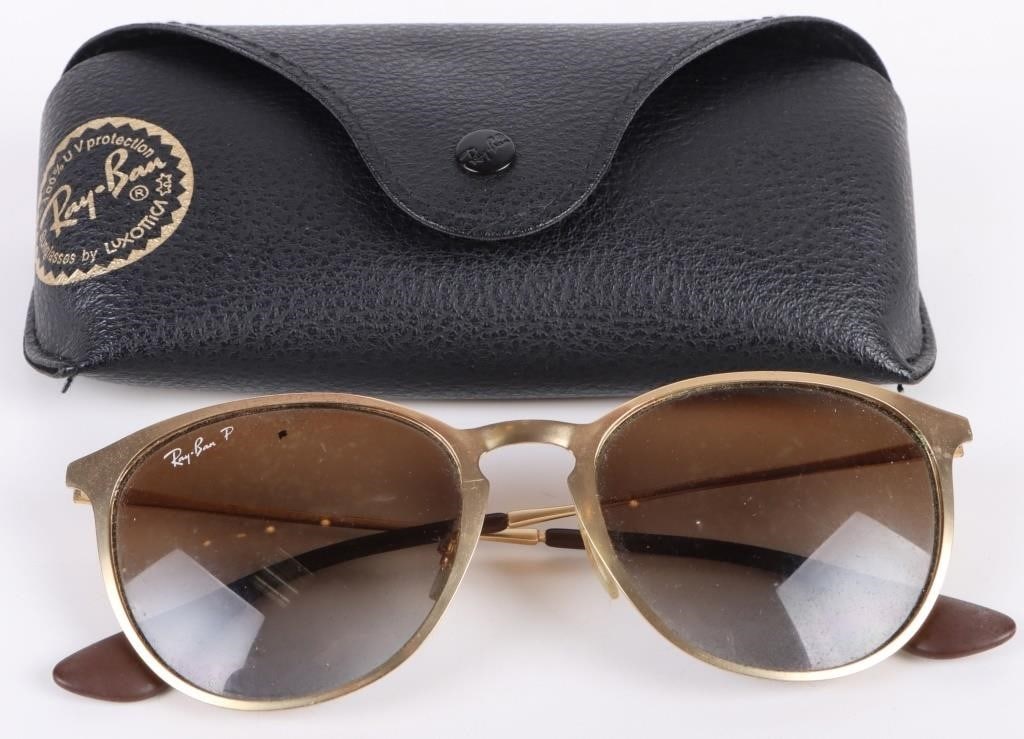 RAY BAN RB3539 ERIKA METAL SUNGLASSES W/CASE: Ray Ban RB3539 ERIKA metal sunglasses with original sunglass case. Condition: Very Fine