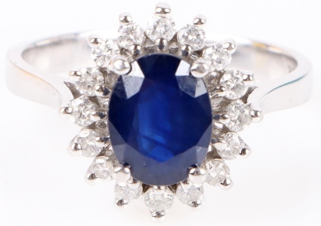 14K WHITE GOLD DIAMOND 3.0CT SAPPHIRE EFFY RING (1 of 4)