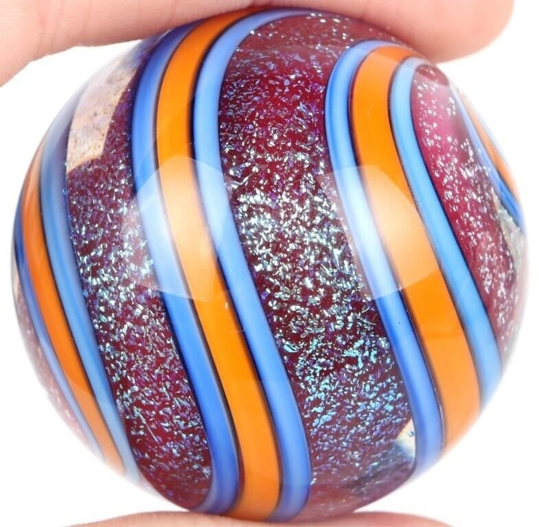 GEOFFREY BEETEM 1.65' BLUE ZIGGY STARDUST MARBLE (1 of 4)