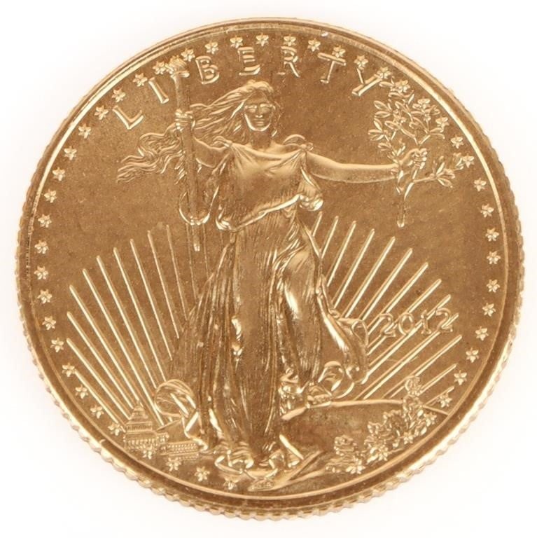 2012 FINE GOLD 1/10 OZ AMERICAN EAGLE $5 COIN (1 of 2)