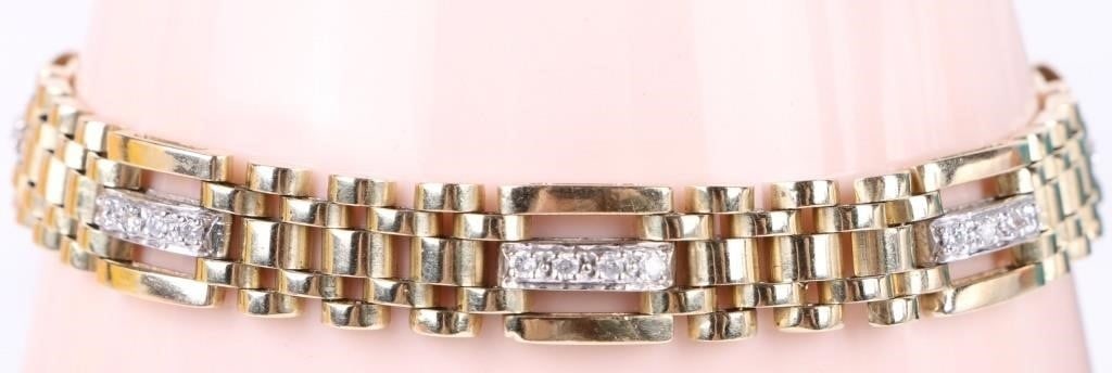 10K YELLOW GOLD CUSTOM-LINK DIAMOND BRACELET (1 of 5)