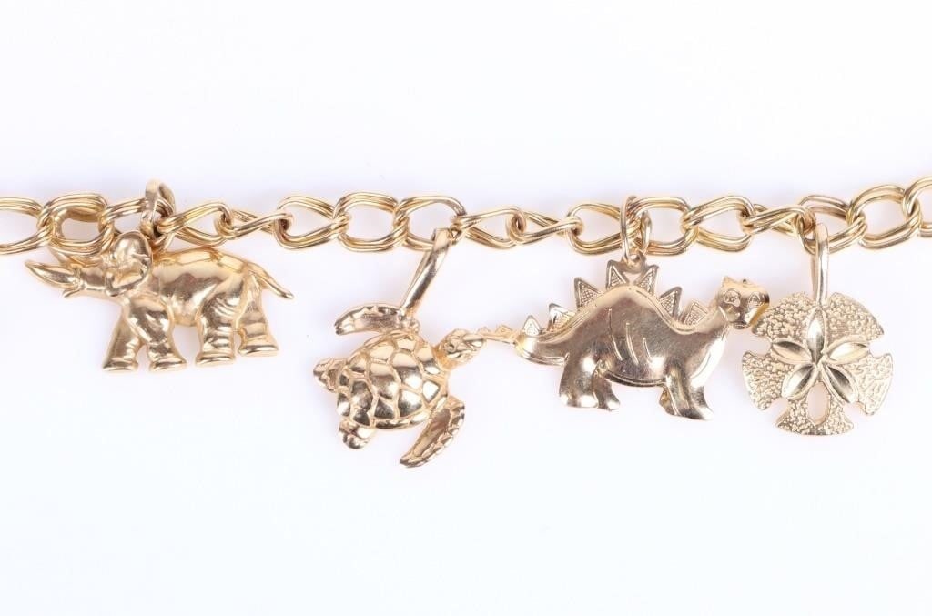 14K YELLOW GOLD LADIES CHARM BRACELET (1 of 6)