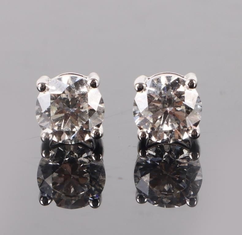 14K WHITE GOLD VS1 DIAMOND LADIES EARRINGS IGI (1 of 7)