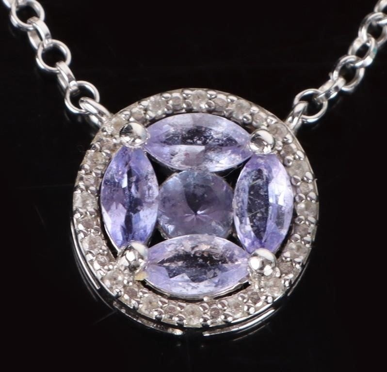 STERLING SILVER TANZANITE & WHITE TOPAZ NECKLACE (1 of 4)