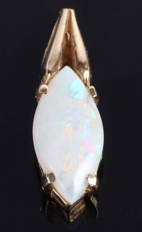 14K YELLOW GOLD WHITE OPAL MARQUISE PENDANT (1 of 3)